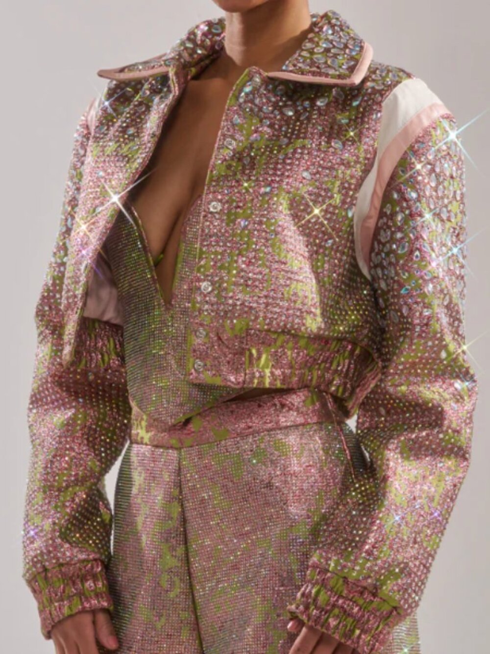 TIME AND TIME AGAIN RHINESTONE BOMBER - L. NWT